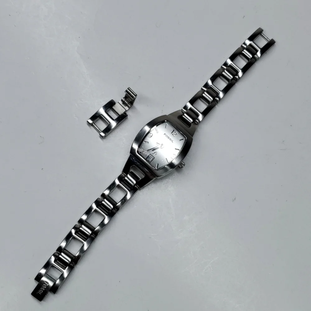 Vintage Fossil F² Watch ES9824 Silver Stainless Steel Swiss Parts EUC